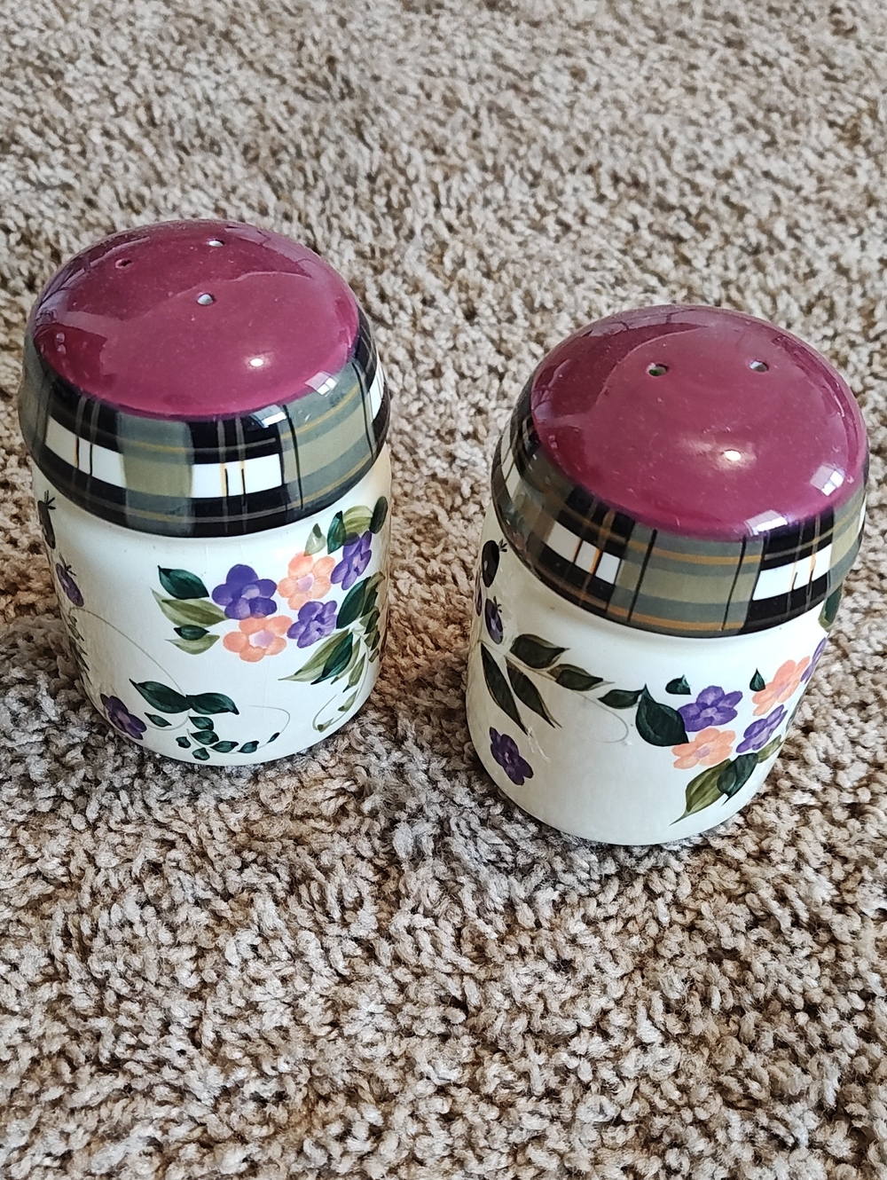 Oneida Hand-Painted Floral Ceramic Salt and Pepper Shakers